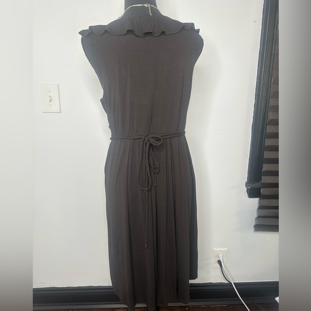 New York & Company Chocolate Ruffle Midi Dress - Picture 5 of 7